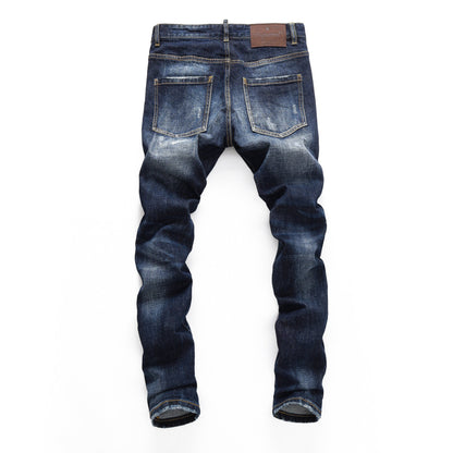 NEW-hole patch print Jeans