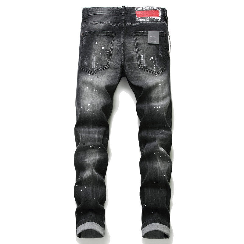NEW-Maple leaf hole badge Jeans