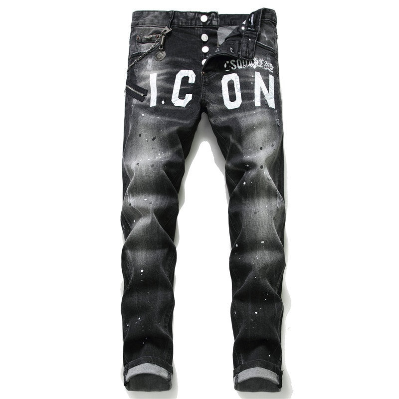 NEW-Maple leaf hole badge Jeans