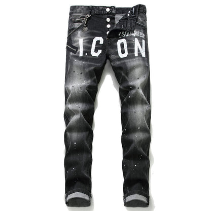 NEW-Maple leaf hole badge Jeans