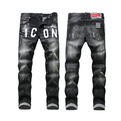 NEW-Maple leaf hole badge Jeans
