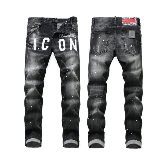 NEW-Maple leaf hole badge Jeans