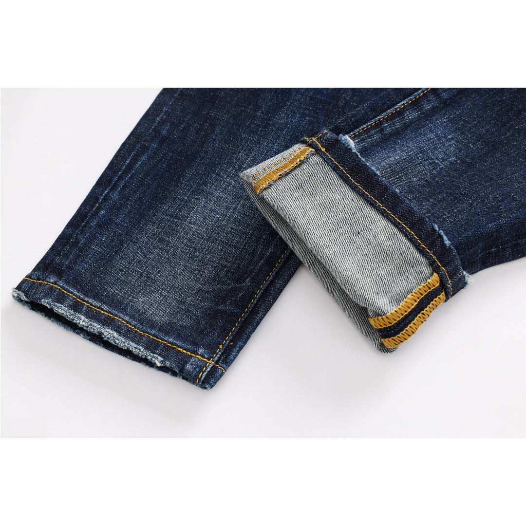 NEW-hole patch print Jeans