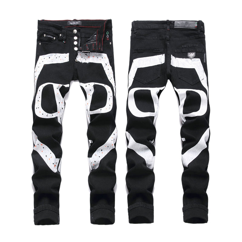 New-PP Lettering print jeans
