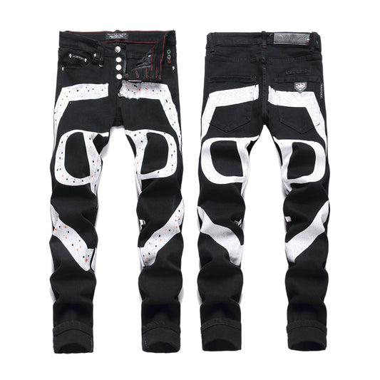New-PP Lettering print jeans