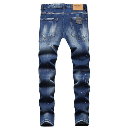 NEW-hole patch print Jeans
