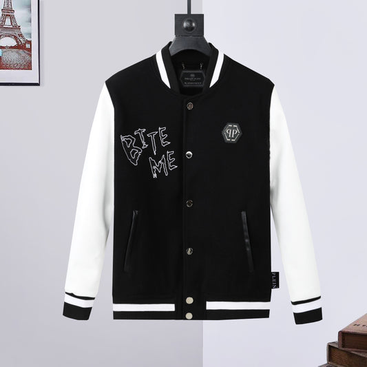 New-PP Leather Baseball Jacket