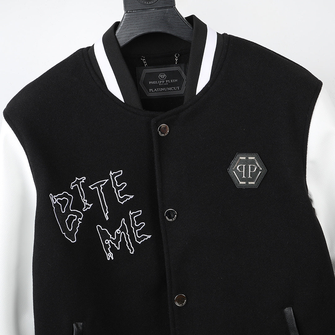 New-PP Leather Baseball Jacket
