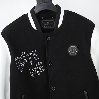 New-PP Leather Baseball Jacket