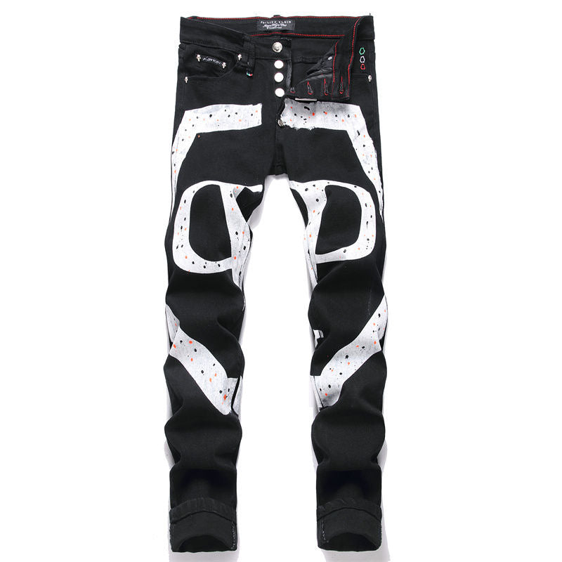New-PP Lettering print jeans