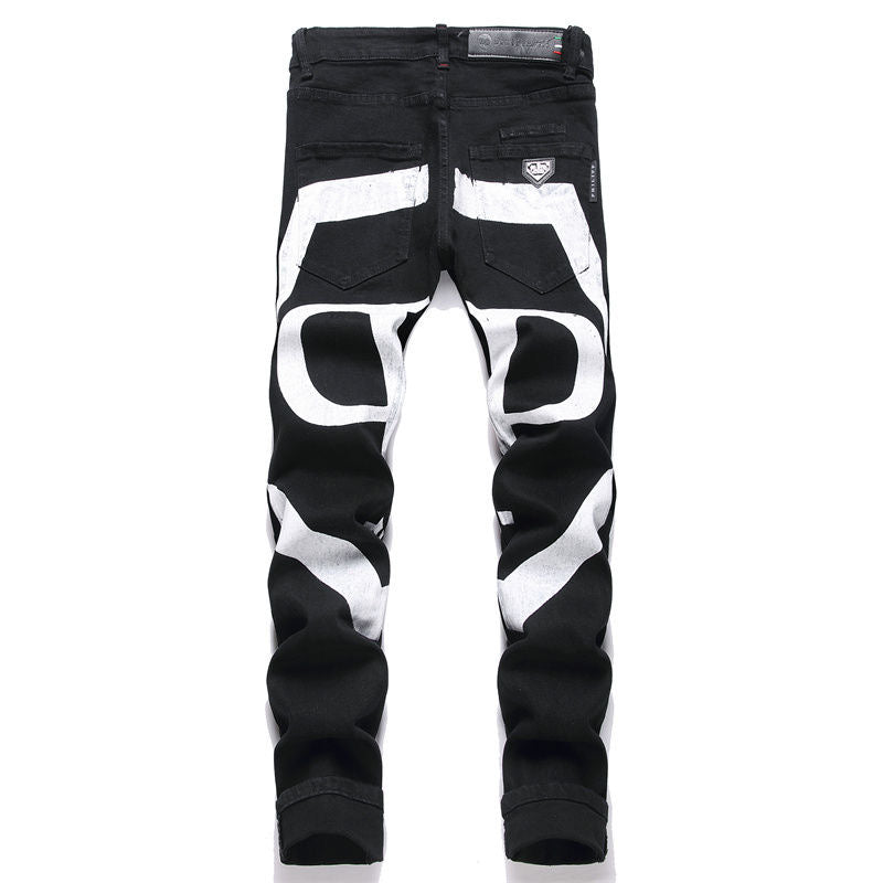 New-PP Lettering print jeans