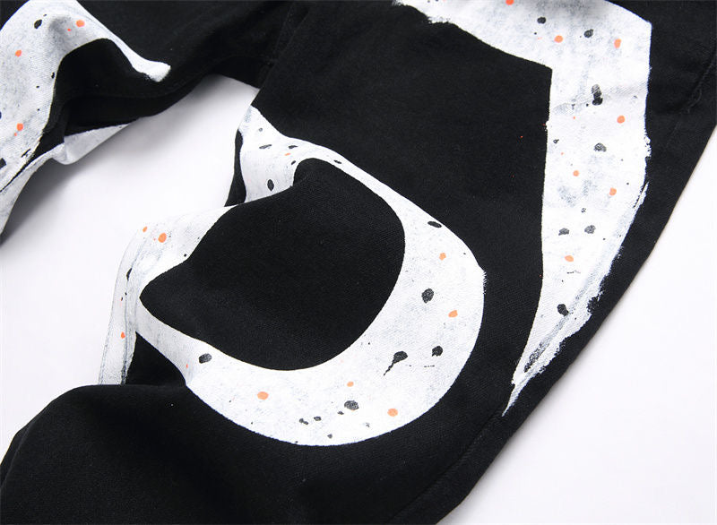 New-PP Lettering print jeans