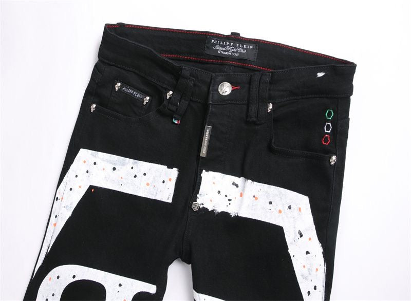 New-PP Lettering print jeans