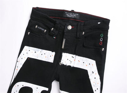 New-PP Lettering print jeans