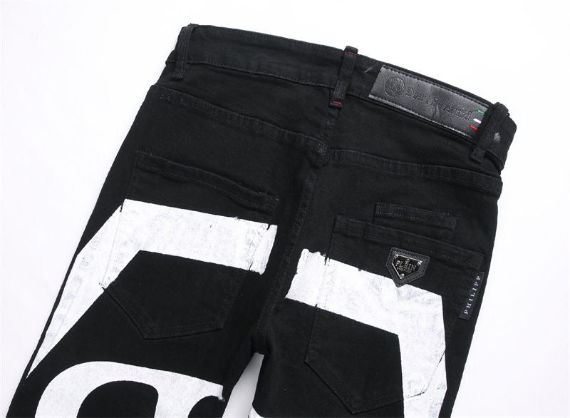 New-PP Lettering print jeans