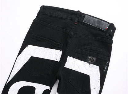 New-PP Lettering print jeans