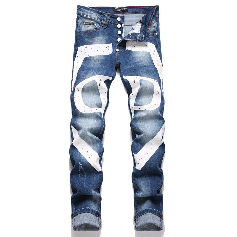 New-PP Lettering print jeans