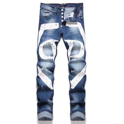 New-PP Lettering print jeans