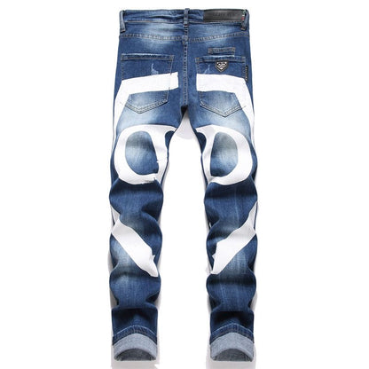New-PP Lettering print jeans