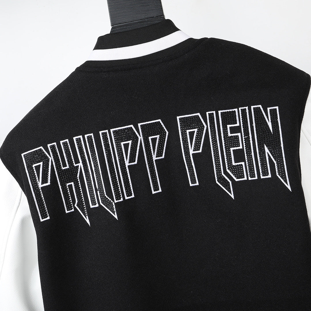 New-PP Leather Baseball Jacket