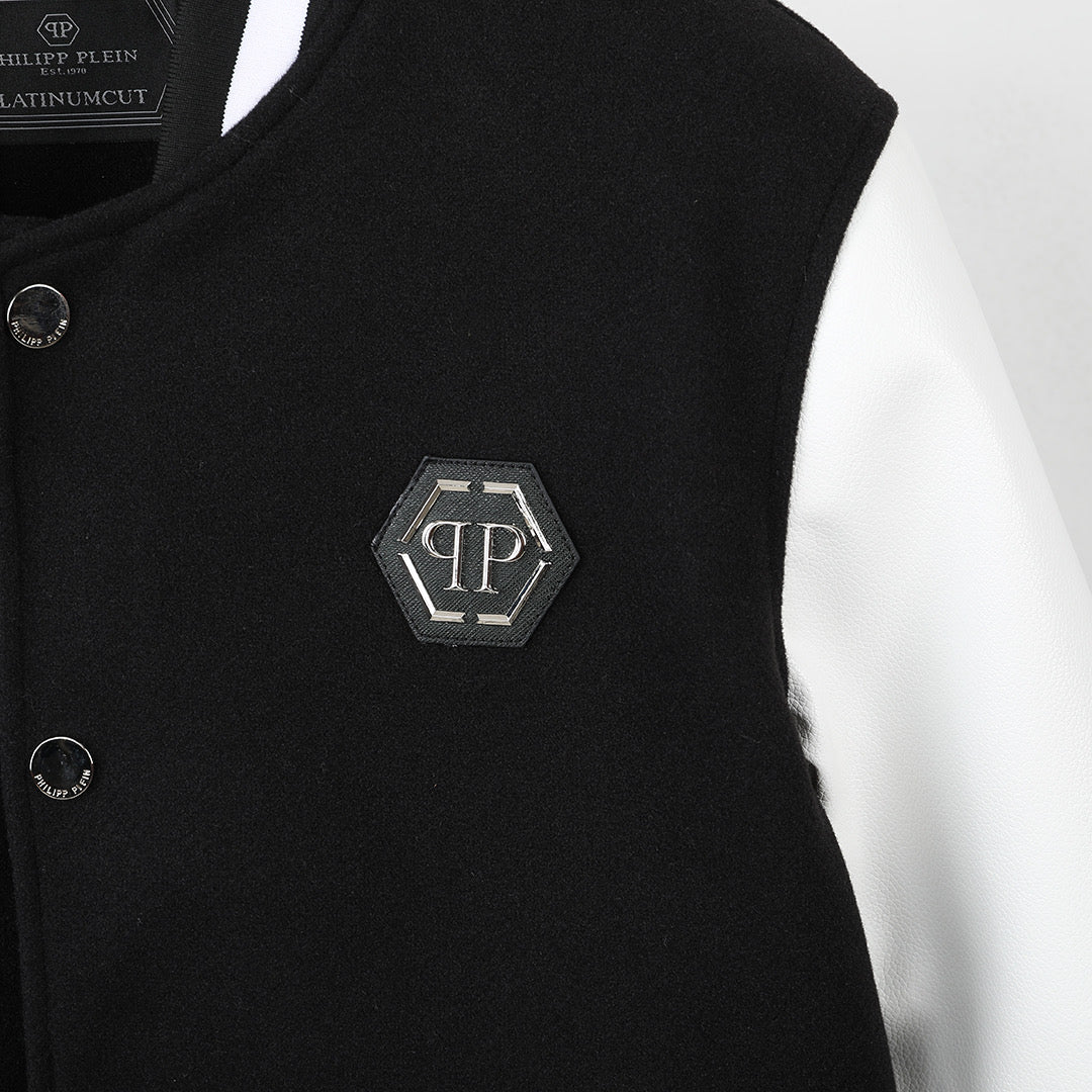 New-PP Leather Baseball Jacket