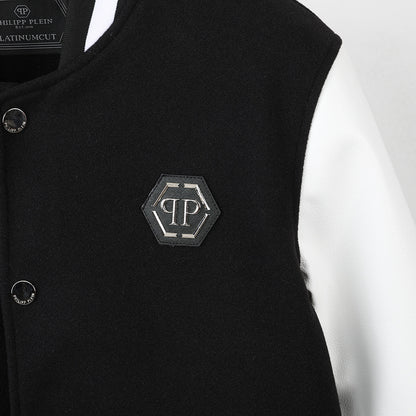 New-PP Leather Baseball Jacket